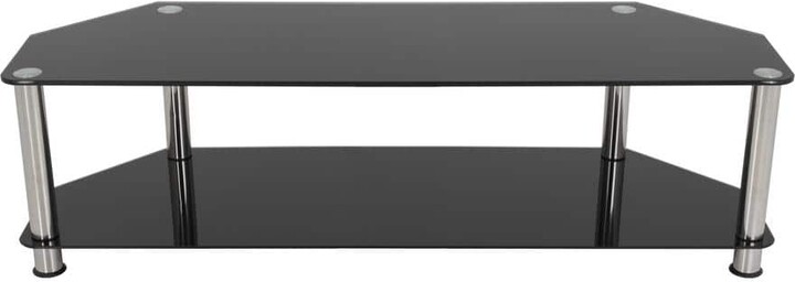 AVF SDC 55 in. Black and Chrome Glass TV Stand Fits TVs Up to 65 in. with Open Storage