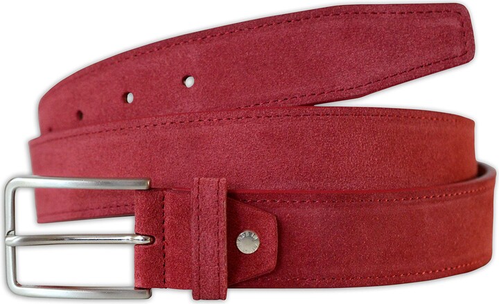 PASQUALE CUTARELLI Mens Plain Dress Italian Suede Leather Belt Wine Small  32 Inches - ShopStyle