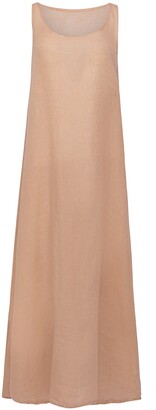 une forme - Viola Reversible Sheer Linen Maxi-Dress In Clay