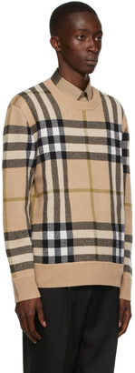 Burberry Beige Cashmere Check Jacquard Sweater