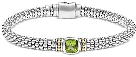 Lagos Sterling Silver & 18K Yellow Gold Caviar Color Peridot Solitaire Link Bracelet