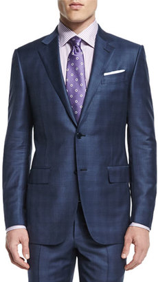 Ermenegildo Zegna Plaid Two-Piece Wool Suit, Blue