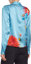 Thumbnail for your product : Dries Van Noten Dahlia Floral-Print Satin Button-Front Blouse