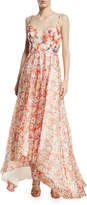 Thumbnail for your product : Badgley Mischka Beaded Floral Organza High-Low Gown