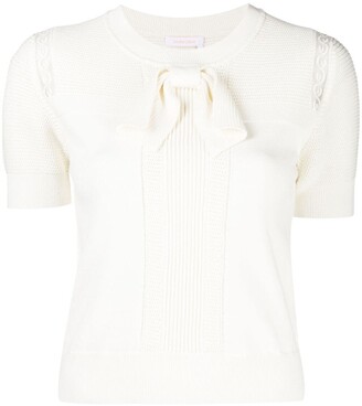 See by Chloe Bow-Embellished Knitted Top