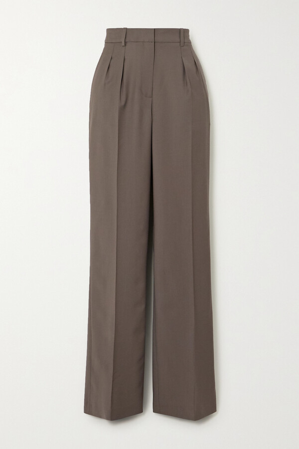 LOULOU STUDIO Sbiru Pleated Wool Straight-leg Pants - Gray - ShopStyle