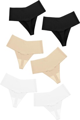 DEANGELMON Women Seamless Thongs No Show Thong Underwear Workout Panties High Waist Tanga