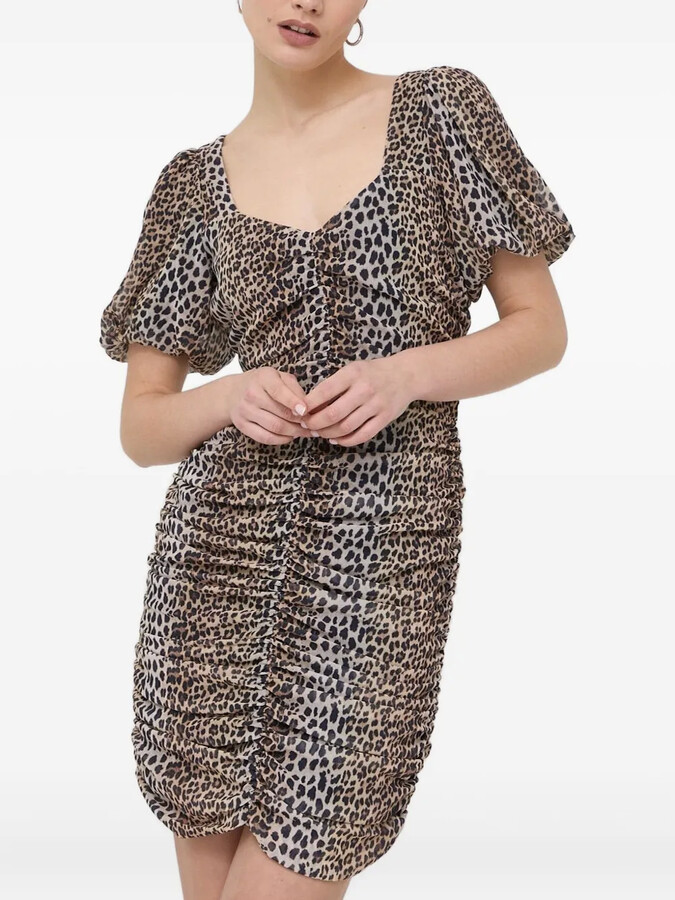 Notes du Nord Puff-Sleeve Ruched Dress