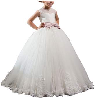 KekeHouse®Flower Girl Dress Sash Party Birthday Dress Tulle Girl Pageant Dress 8 Years Old