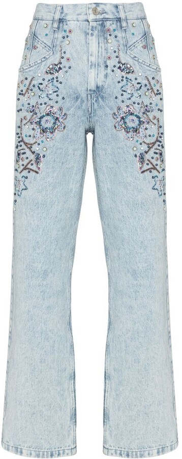 Floral Embroidered Jeans | Shop The Largest Collection | ShopStyle