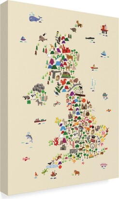Trademark Global Michael Tompsett Animal Map of Great Britain & Ni For Children and Kids Beige Canvas Art