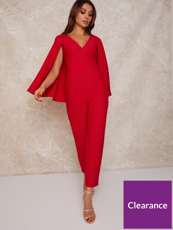 Chi Chi London Chi Chi Cape Jumpsuit Red ShopStyle