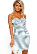 Thumbnail for your product : Pink Boutique Bo Peep Babe Green Gingham Ruched Mini Dress