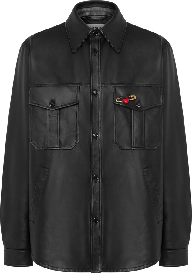 MOSCHINO レザージャケット Moschino Patchwork Leather Jacket - ShopStyle