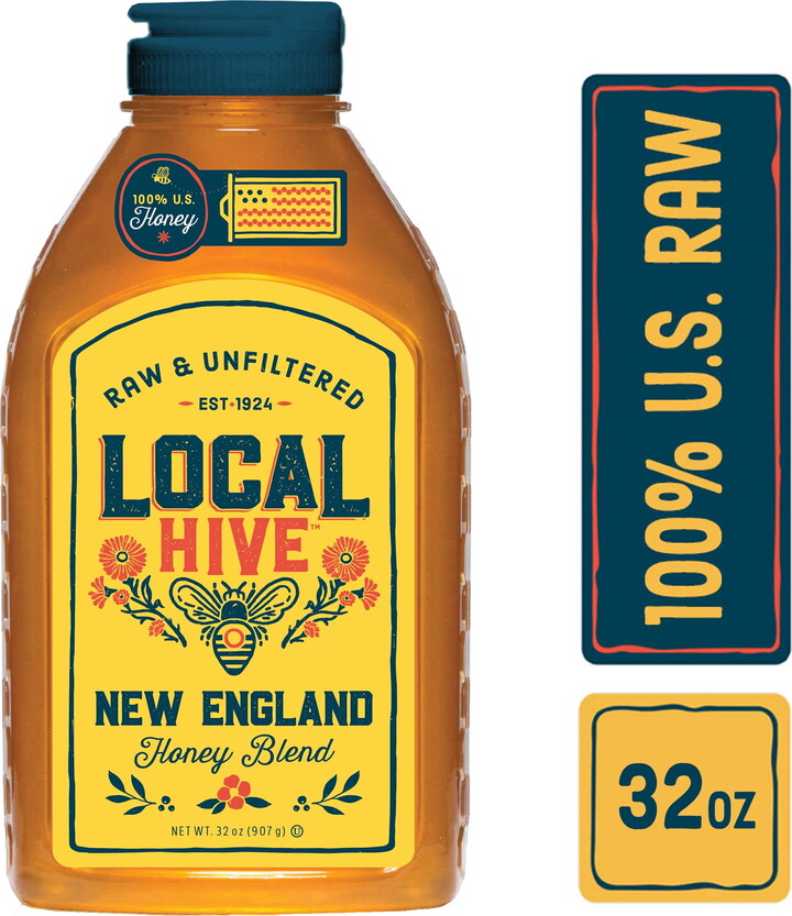 Local Hive, Raw & Unfiltered, 100% U.S New England Honey Blend, 32oz Bottle