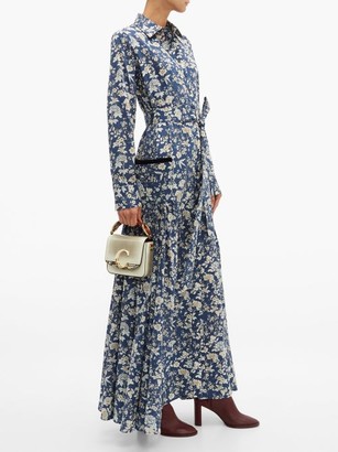 Evi Grintela Olivia High-neck Floral-print Cotton Dress - Blue Print