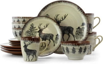 August Grove Stoneware Dinnerware Set For 4 16 Piece Rustic Tableware With Plates And Bowls Microwave And Dishwasher Safe