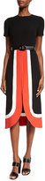 Thumbnail for your product : Michael Kors Collection Short-Sleeve Colorblock Midi Dress, Coral