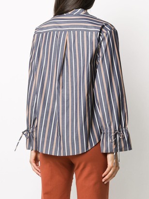 See by Chloe Striped V-Neck Cotton Blouse