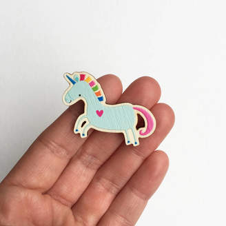 The Little Cloth Rabbit Unicorn Gift Wooden Pin: Unicorn Jewellery
