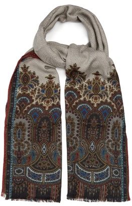 Etro Paisley-jacquard cashmere and silk-blend scarf