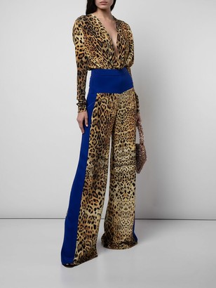 Cushnie Panelled Leopard Print Trousers