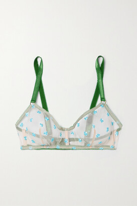 Dora Larsen + Net Sustain Lumi Embroidered Recycled Tulle Soft-cup Bra - Blue