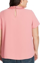 Thumbnail for your product : CeCe Pleated Collar Short Sleeve Crepe Blouse