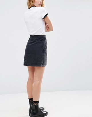 ASOS Denim Wrap Skirt in Washed Black