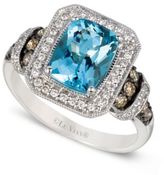 Thumbnail for your product : LeVian Aquamarine (1-1/2 ct.t.w.) White and Chocolate Diamond (3/8 ct.t.w.) Ring in 14k White Gold