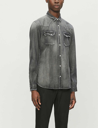 mens stretch denim shirt