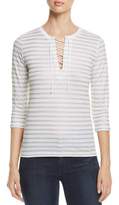 Thumbnail for your product : Majestic Filatures Metallic Striped Lace-Up Tee