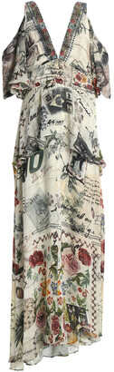 Camilla Cold-shoulder Crystal-embellished Printed Silk Crepe De Chine Maxi Dress