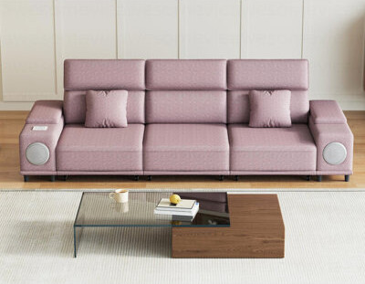 Latitude Run 3-Seater Power Recliner Sofa with Remote Control Bluetooth Speakers & Wireless Charging Electric Reclining Sectional Couch with 2 Storage Boxes USB