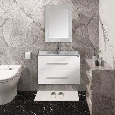 wonline 32" Wall-Mounted Single Bathroom Vanity Set with Mirror