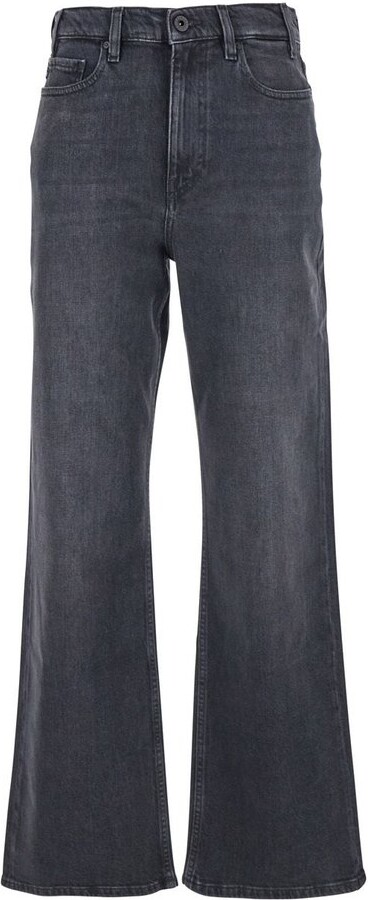 AG Jeans Logo Patch Wide-Leg Jeans
