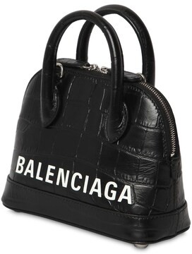 Balenciaga Xxs Ville Croc Embossed Leather Bag
