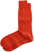 Thumbnail for your product : Neiman Marcus Cashmere-Blend Flat Knit Socks, Orange