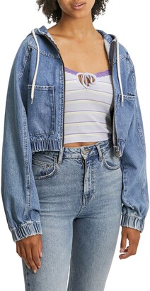 lined denim jacket with hood