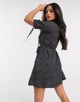 Thumbnail for your product : Influence wrap dress with tie sleeve in lilac spot print