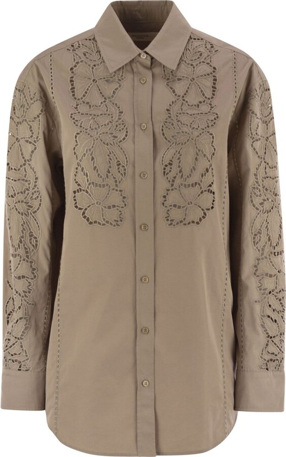 Weekend Max Mara Elmi Embroidered Poplin Shirt