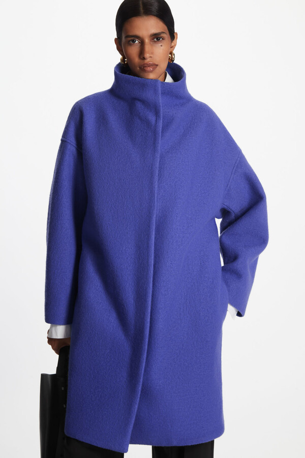 Funnel Neck Wool Womens Coat | ShopStyle