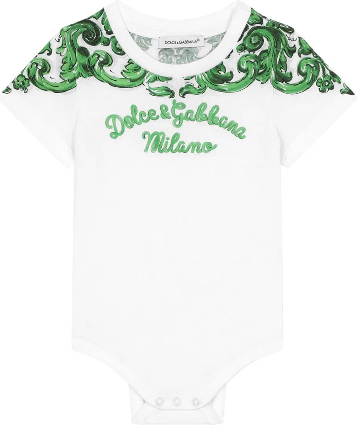Majolica-Print Cotton Bodysuit