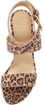 Thumbnail for your product : Stuart Weitzman Xray Leopard-Print Suede Cork Wedge