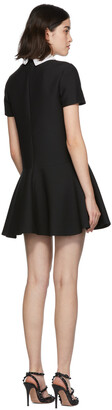Valentino Black Embroidered Collar Dress