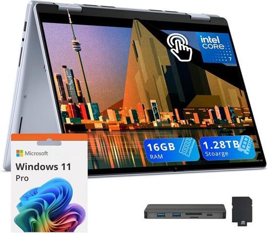 Dell Inspiron 14 2-in-1 Laptop, 14' WUXGA Touch Display, Intel 7 150U, 16GB DDR5, 1.28TB Storage(1TB SSD+288GB Docking Station Set), Backlit...