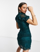 Thumbnail for your product : AX Paris lace tiered mini dress in teal