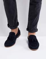 Thumbnail for your product : ASOS Design Tassel Loafers In Navy Suede With Fringe And Natural Sole