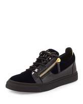 Thumbnail for your product : Giuseppe Zanotti Men's Velvet & Patent Leather Low-Top Sneaker, Navy
