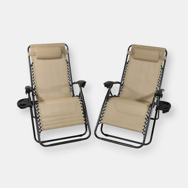 Sunnydaze Decor Oversized Zero Gravity Chair with Side Table Folding